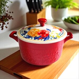 NWT The Pioneer Woman Fiona Floral Mini Casserole With Lid Red